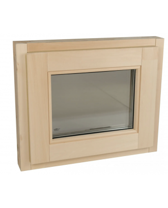 Vinduet til Tesli-saunaen er engelsk 600x500mm SAUNABYGNING