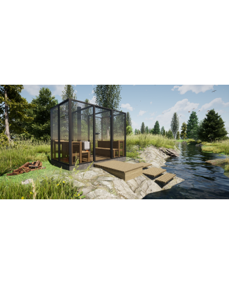 UDENDØRS SAUNAKABINE GLAS&KLASSE-2 UDENDØRS SAUNA