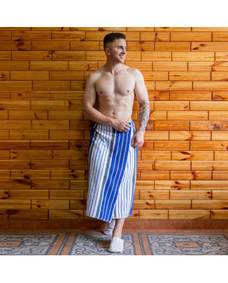 Sauna mand / kvinder / Unisex SET Kilt badehåndklæde blå bomuld 90/150