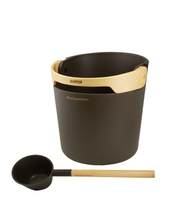 Saunatilbehør - Harvia Helmi Spand og Øse, Mørkebrun SAUNA TILBEHØR