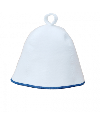 Sauna hat - hvid med blå stribe