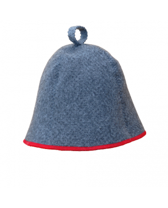 Sauna hat - grå rød strimmel