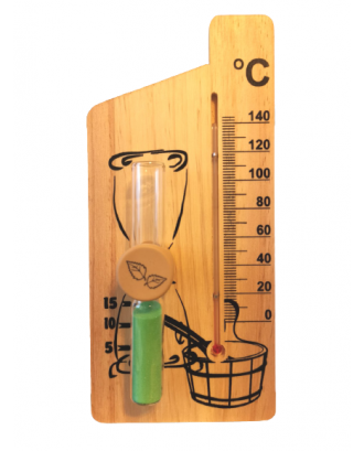 Termometer med timeglas til sauna