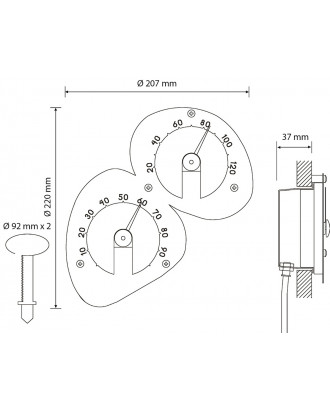 CARIITTI Light Sauna Termometer - Hygrometer, rustfrit stål