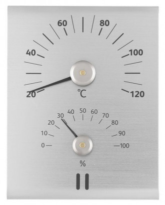 RENTO termometer - Hygrometer, aluminium, natur, 635923 SAUNA TILBEHØR
