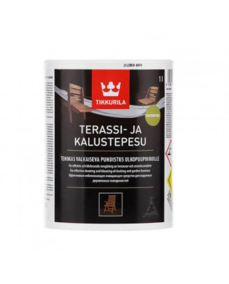 Rengøring og forbedring af træterrassemiddel Tikkurila Terassi-Ja Kalustepesu, 1000 ml