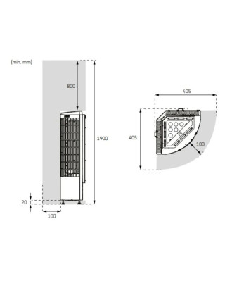 Elektrisk saunaovn Harvia Cilindro Corner XE, 6,8 kW, med Xenio-styringsenhed ELEKTRISKE SAUNAVARMER