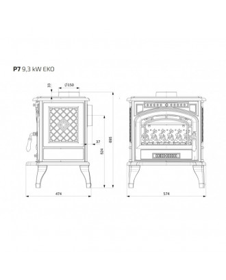 Støbejernsovn KAWMET P7 9,3 kW VARME OVNE