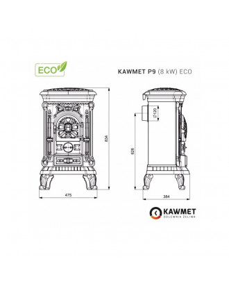 Støbejernsovn KAWMET P9 8 kW ECO VARME OVNE