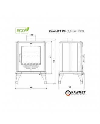 Støbejernsovn KAWMET P8 7,9 kW ECO VARME OVNE