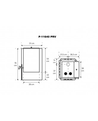 Saunaovn Skamet – P-11640 PRV, Vandvarmer - Højre, med Glas BÆNDENDE SAUNAOVNE