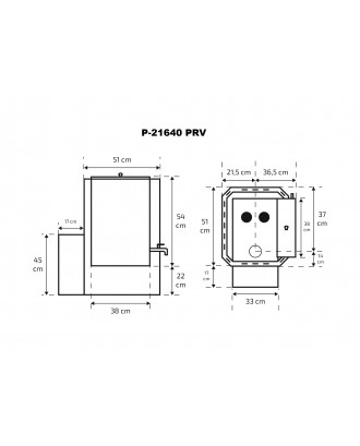 Saunaovn Skamet – P-21640 PRV, Vandvarmer - Højre, med Glas BÆNDENDE SAUNAOVNE