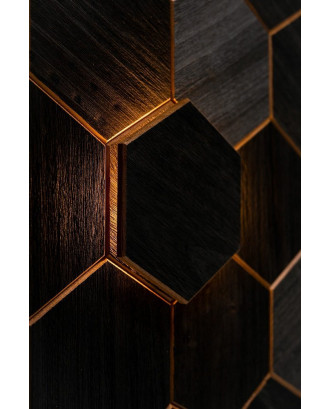 Dekorativt element Hexa Black Thermo, Abachi, LED SAUNA OG HAMAM BELYSNING
