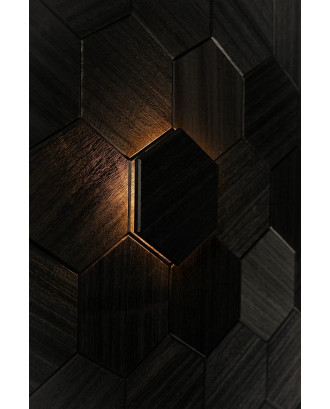 Dekorativt element Hexa sort, Abachi, LED SAUNA OG HAMAM BELYSNING